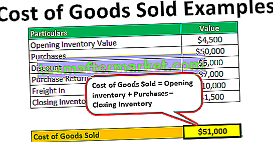 Ejemplos de costo de bienes vendidos