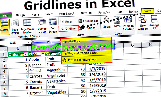 Gitternetzlinien in Excel