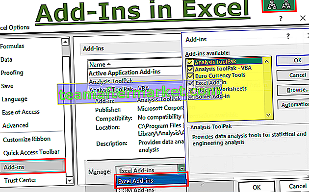 Compléments dans Excel