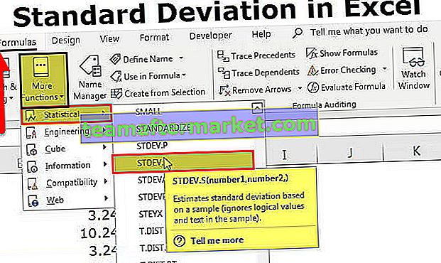 Standaarddeviatie in Excel