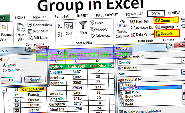 Groupe dans Excel