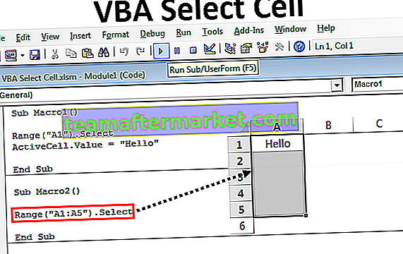Cellule de sélection VBA